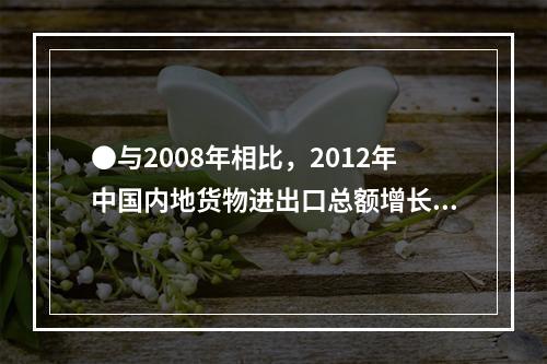 ●与2008年相比，2012年中国内地货物进出口总额增长率约