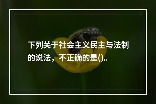 下列关于社会主义民主与法制的说法，不正确的是()。