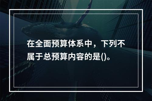 在全面预算体系中，下列不属于总预算内容的是()。