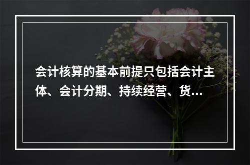 会计核算的基本前提只包括会计主体、会计分期、持续经营、货币计