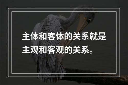 主体和客体的关系就是主观和客观的关系。