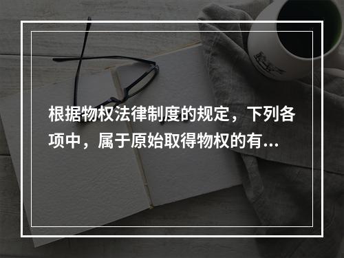 根据物权法律制度的规定，下列各项中，属于原始取得物权的有()