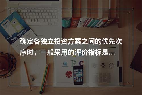 确定各独立投资方案之间的优先次序时，一般采用的评价指标是()