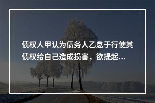 债权人甲认为债务人乙怠于行使其债权给自己造成损害，欲提起代位