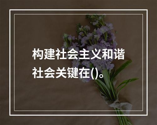 构建社会主义和谐社会关键在()。