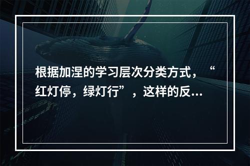 根据加涅的学习层次分类方式，“红灯停，绿灯行”，这样的反应的