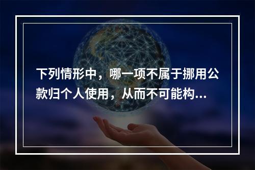 下列情形中，哪一项不属于挪用公款归个人使用，从而不可能构成挪