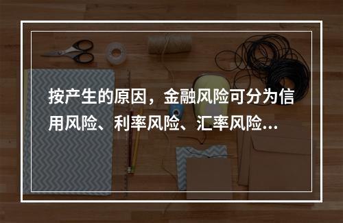 按产生的原因，金融风险可分为信用风险、利率风险、汇率风险、(