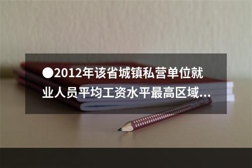 ●2012年该省城镇私营单位就业人员平均工资水平最高区域约为