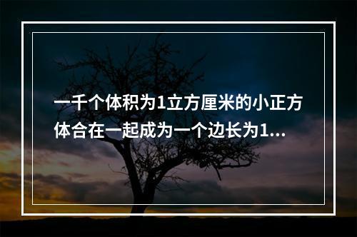 一千个体积为1立方厘米的小正方体合在一起成为一个边长为10厘