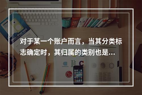 对于某一个账户而言，当其分类标志确定时，其归属的类别也是唯一