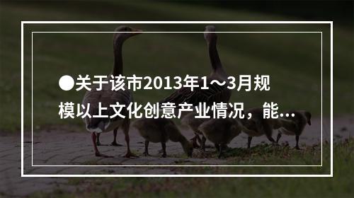 ●关于该市2013年1～3月规模以上文化创意产业情况，能够从