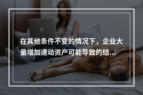 在其他条件不变的情况下，企业大量增加速动资产可能导致的结果有