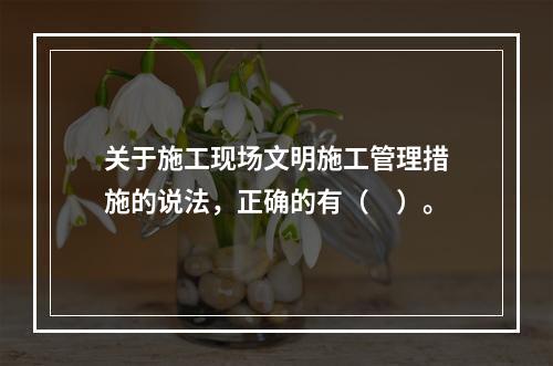 关于施工现场文明施工管理措施的说法，正确的有（　）。