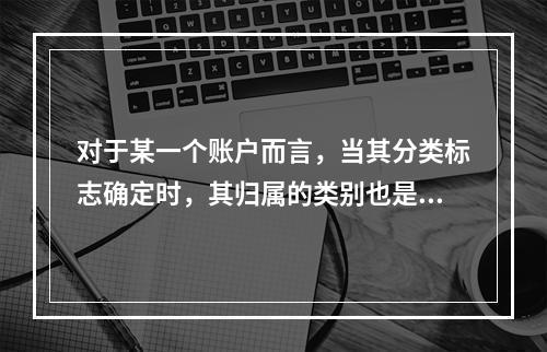 对于某一个账户而言，当其分类标志确定时，其归属的类别也是唯一