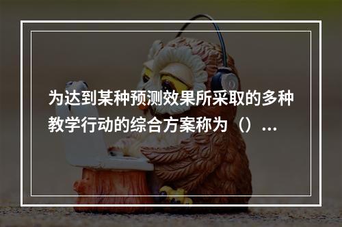 为达到某种预测效果所采取的多种教学行动的综合方案称为（）。