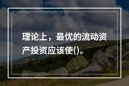 理论上，最优的流动资产投资应该使()。