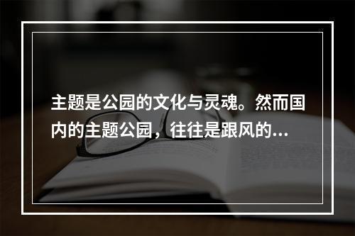 主题是公园的文化与灵魂。然而国内的主题公园，往往是跟风的产物