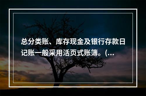 总分类账、库存现金及银行存款日记账一般采用活页式账簿。()