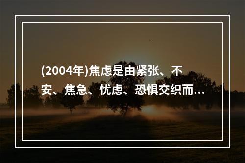 (2004年)焦虑是由紧张、不安、焦急、忧虑、恐惧交织而成的