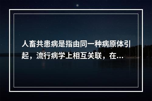 人畜共患病是指由同一种病原体引起，流行病学上相互关联，在人类