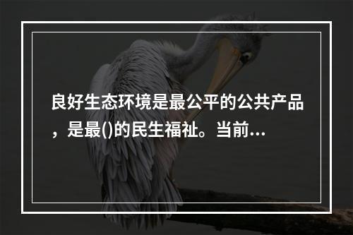 良好生态环境是最公平的公共产品，是最()的民生福祉。当前，我