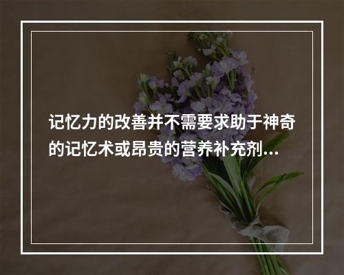 记忆力的改善并不需要求助于神奇的记忆术或昂贵的营养补充剂。一