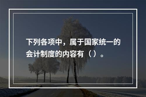 下列各项中，属于国家统一的会计制度的内容有（ ）。