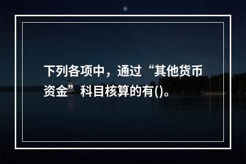 下列各项中，通过“其他货币资金”科目核算的有()。