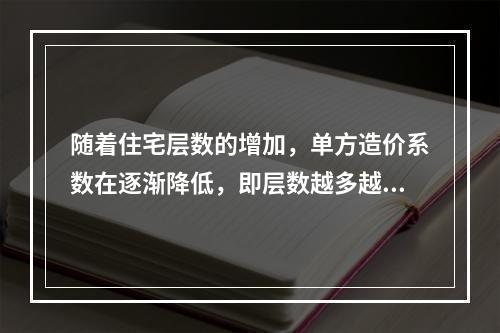 随着住宅层数的增加，单方造价系数在逐渐降低，即层数越多越经济