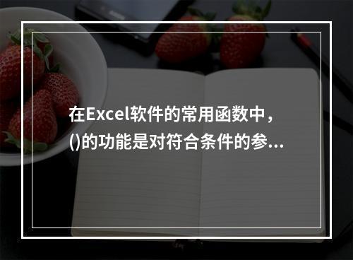 在Excel软件的常用函数中，()的功能是对符合条件的参数求