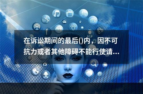 在诉讼期间的最后()内，因不可抗力或者其他障碍不能行使请求权