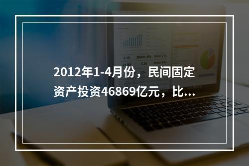 2012年1-4月份，民间固定资产投资46869亿元，比上年