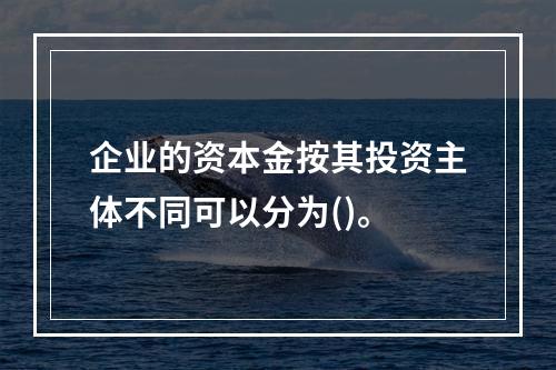 企业的资本金按其投资主体不同可以分为()。