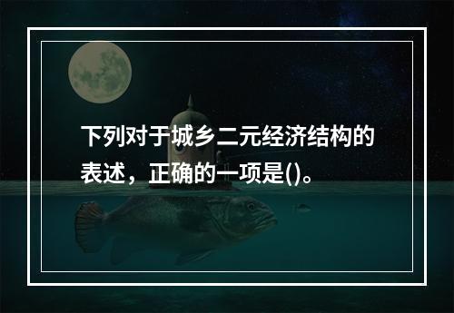 下列对于城乡二元经济结构的表述，正确的一项是()。