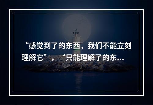 “感觉到了的东西，我们不能立刻理解它”，“只能理解了的东西才