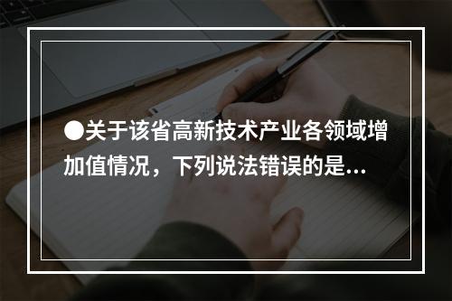 ●关于该省高新技术产业各领域增加值情况，下列说法错误的是：