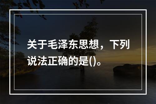 关于毛泽东思想，下列说法正确的是()。