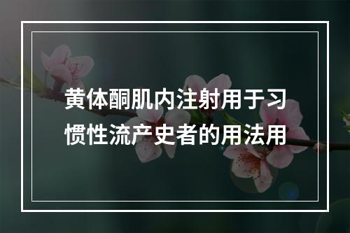 黄体酮肌内注射用于习惯性流产史者的用法用