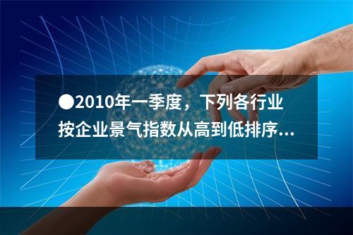 ●2010年一季度，下列各行业按企业景气指数从高到低排序正确