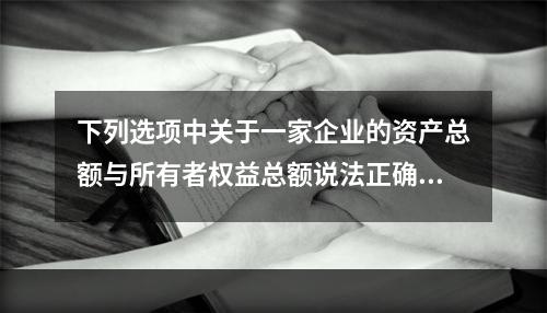 下列选项中关于一家企业的资产总额与所有者权益总额说法正确的是