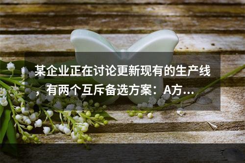 某企业正在讨论更新现有的生产线，有两个互斥备选方案：A方案的