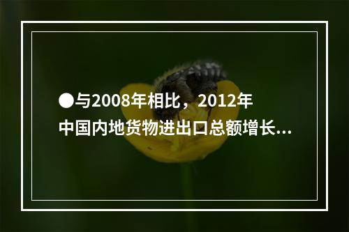 ●与2008年相比，2012年中国内地货物进出口总额增长率约