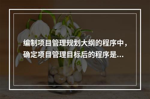 编制项目管理规划大纲的程序中，确定项目管理目标后的程序是（　