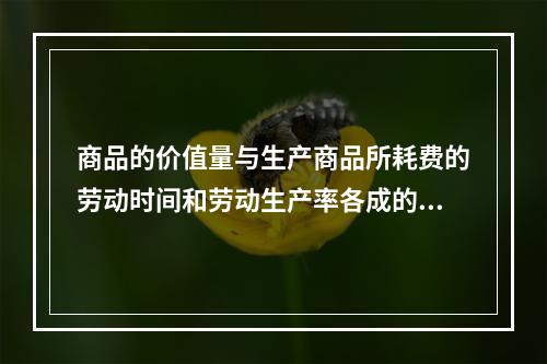 商品的价值量与生产商品所耗费的劳动时间和劳动生产率各成的比例