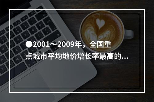 ●2001～2009年，全国重点城市平均地价增长率最高的年份