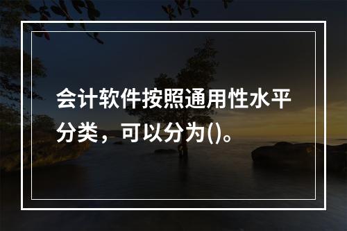 会计软件按照通用性水平分类，可以分为()。