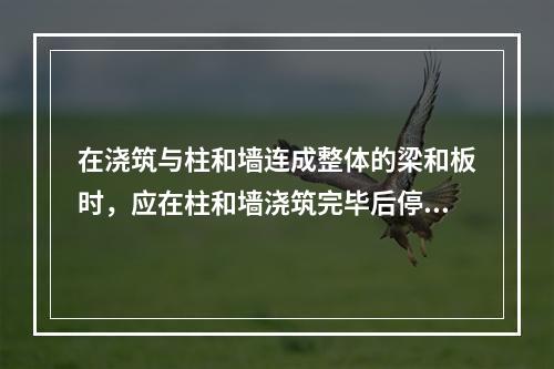 在浇筑与柱和墙连成整体的梁和板时，应在柱和墙浇筑完毕后停歇（