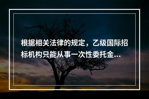 根据相关法律的规定，乙级国际招标机构只能从事一次性委托金额在