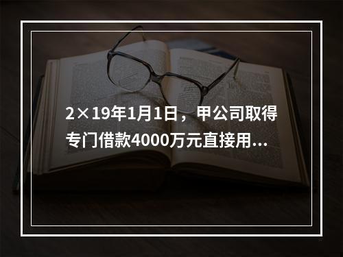 2×19年1月1日，甲公司取得专门借款4000万元直接用于当